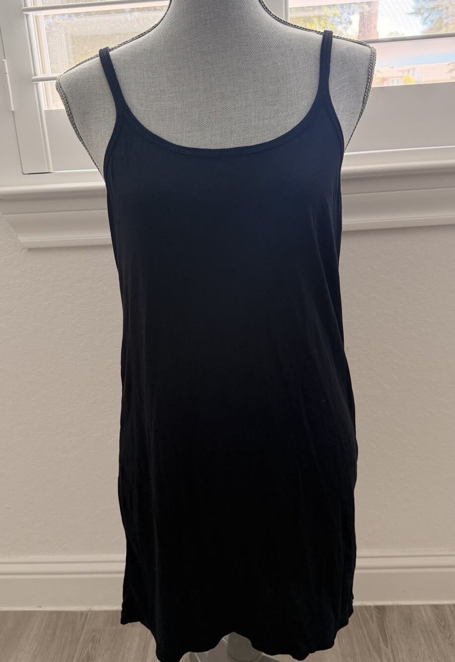 Jonny Was Women’s Black Slip Dress Bodycon Stretch Mini Size Large Cotton Blend